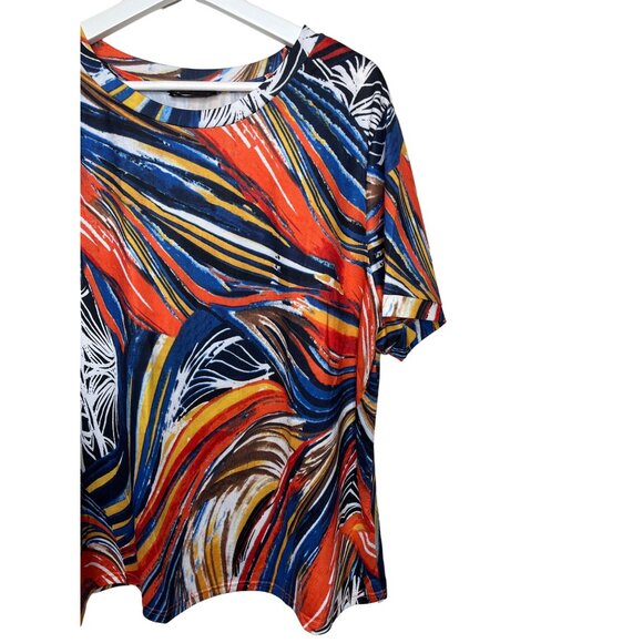 SHEIN 3XL Abstract Orange Print Tee Blouse Short Sleeve Casual Plus Size Top - Picture 4 of 8